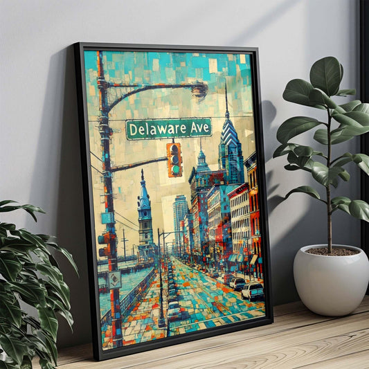 Delaware Ave Print Philadelphia Wall Art, Travel Poster Gift, Housewarming Decor, Pennsylvania Cityscape, Philly Souvenir, Modern Home Art
