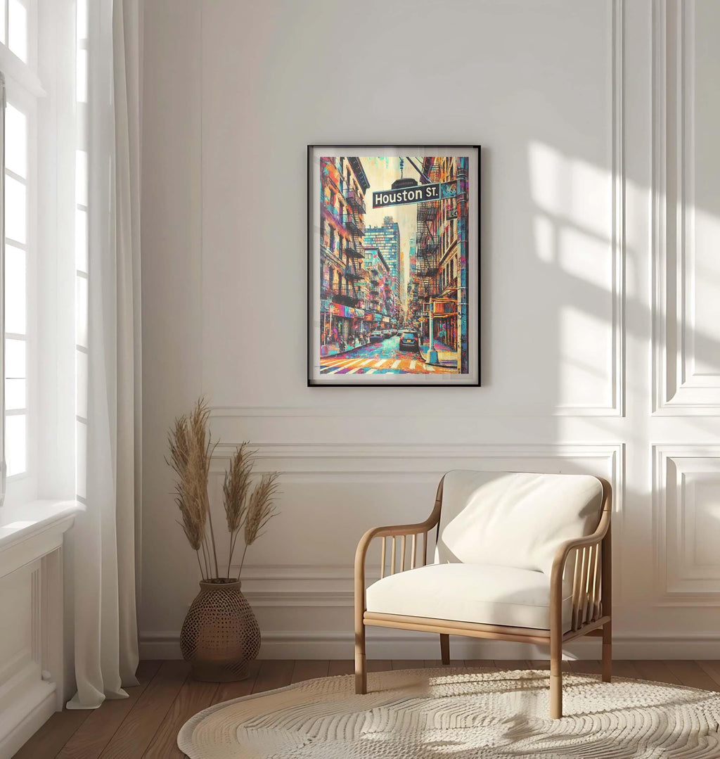 Manhattan Art Houston Street Wall Art, NYC Travel Print, New York Poster, Manhattan Gift, Housewarming & City Decor