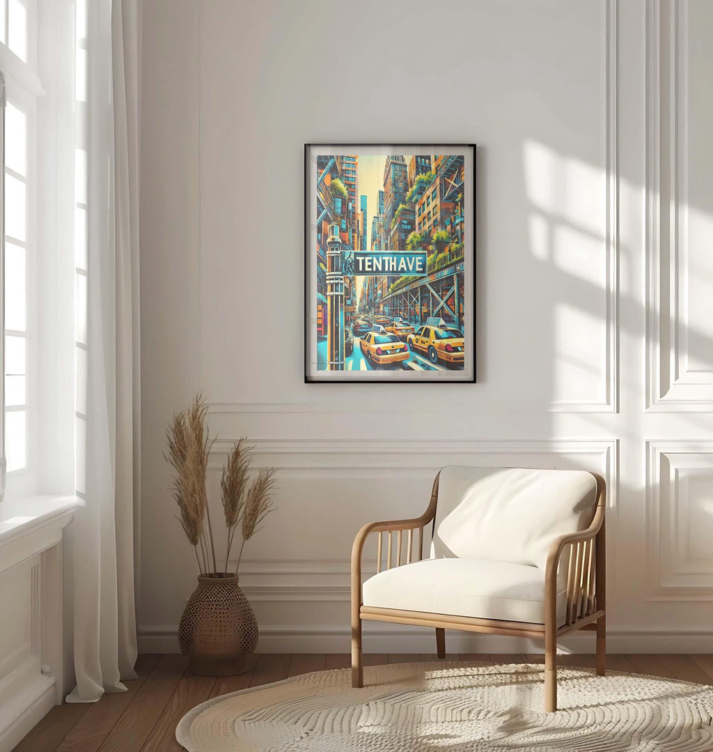 Tenth Ave Print Manhattan Wall Art, NYC Travel Poster, New York City Gift, Modern Home Decor, Tenth Avenue Art, Housewarming Present