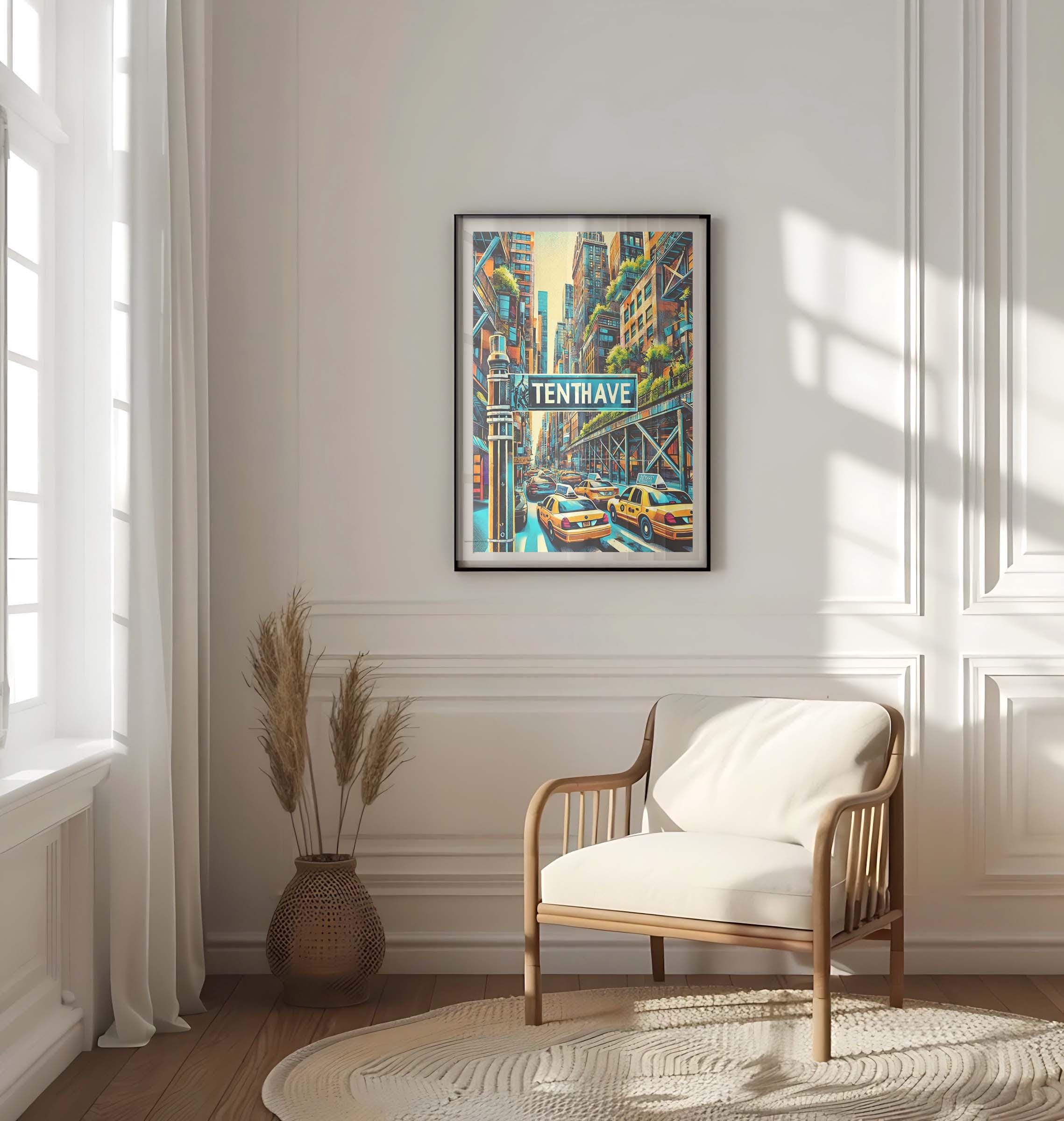 Tenth Ave Print Manhattan Wall Art, NYC Travel Poster, New York City Gift, Modern Home Decor, Tenth Avenue Art, Housewarming Present