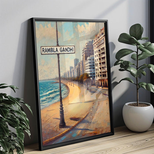 Montevideo Rambla Gandhi Wall Art Print – Uruguay Travel Poster, Housewarming Gift, Montevideo Home Decor, South America Artwork