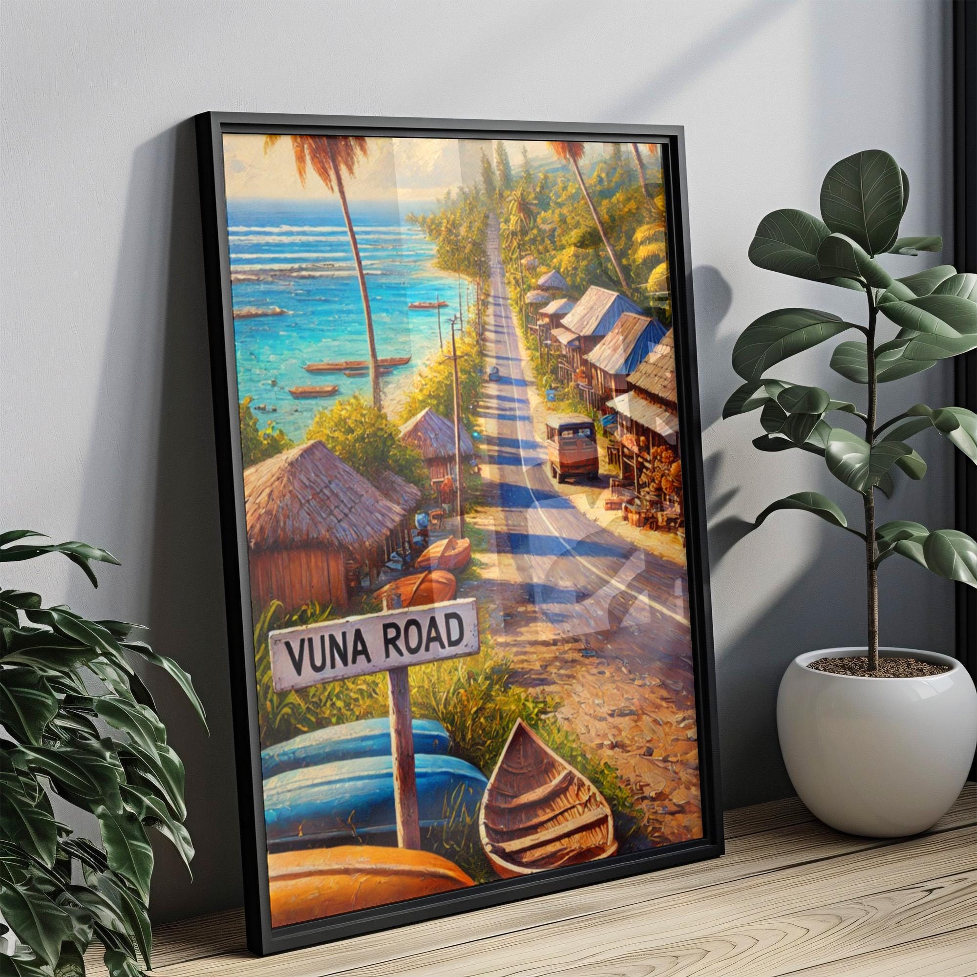 Vuna Road Wall Art, Nukuʻalofa Print, Tonga Travel Poster, Beach Coastline Decor, Tropical Island Gift, Coastal Scene, Fine Art Paper