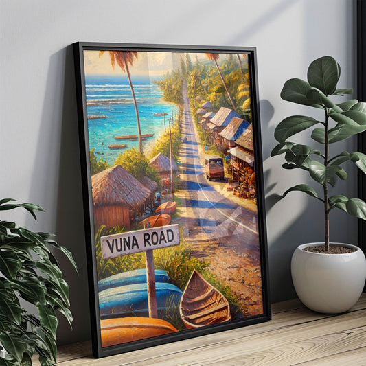 Vuna Road Wall Art, Nukuʻalofa Print, Tonga Travel Poster, Beach Coastline Decor, Tropical Island Gift, Coastal Scene, Fine Art Paper