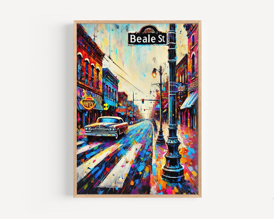 Wall Art Beale St Memphis Print, Tennessee Travel Poster, Beale Street Decor, Housewarming Gift, Memphis Wall Decor, Tennessee Art Print