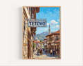 Tetovo Oil Painting Art Print: North Macedonia Street Sign Travel Poster