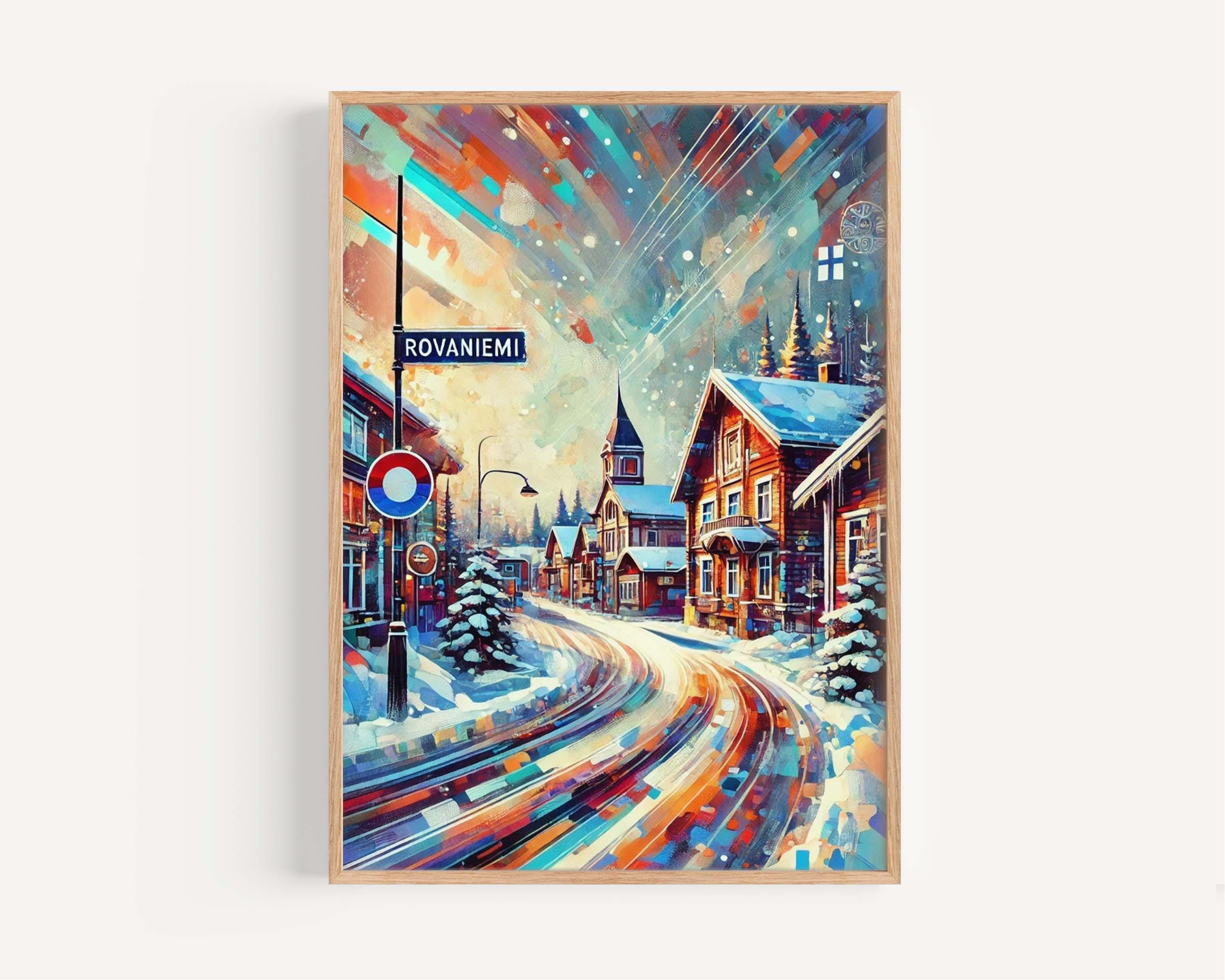 Rovaniemi Art Print - Finland Travel Poster, European City Wall Decor, Rovaniemi Wall Art, Housewarming & Gift Idea