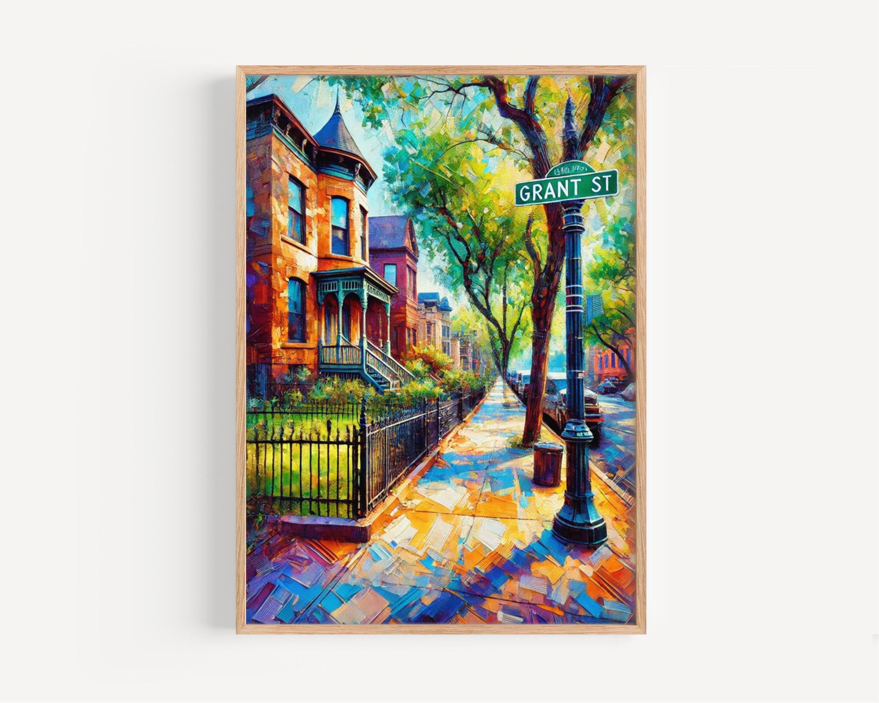 Denver Grant St Wall Art Print, Colorado Travel Poster, Denver Gift, Housewarming Decor, Modern Cityscape Artwork, Unique Wall Decor