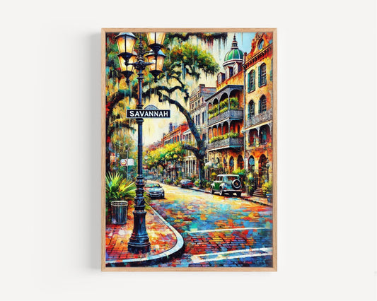 Georgia Savannah Wall Art Print - Travel Poster & USA Decor, Housewarming Gift, Georgia Travel Map, Southern USA Home Wall Decor