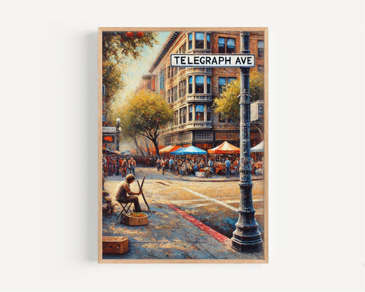 Telegraph Ave Wall Art - Berkeley Print California Travel Poster, Personalized City Gift, Unique State Souvenir Home Decor