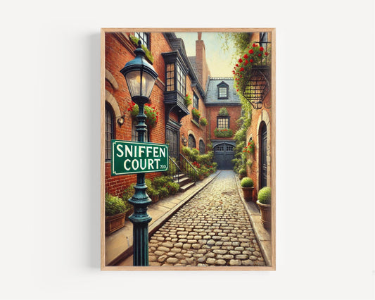 Sniffen Court Wall Art Print - New York City Travel Poster, Murray Hill Home Decor, Unique Housewarming Gift, NY Travel Wall Decor