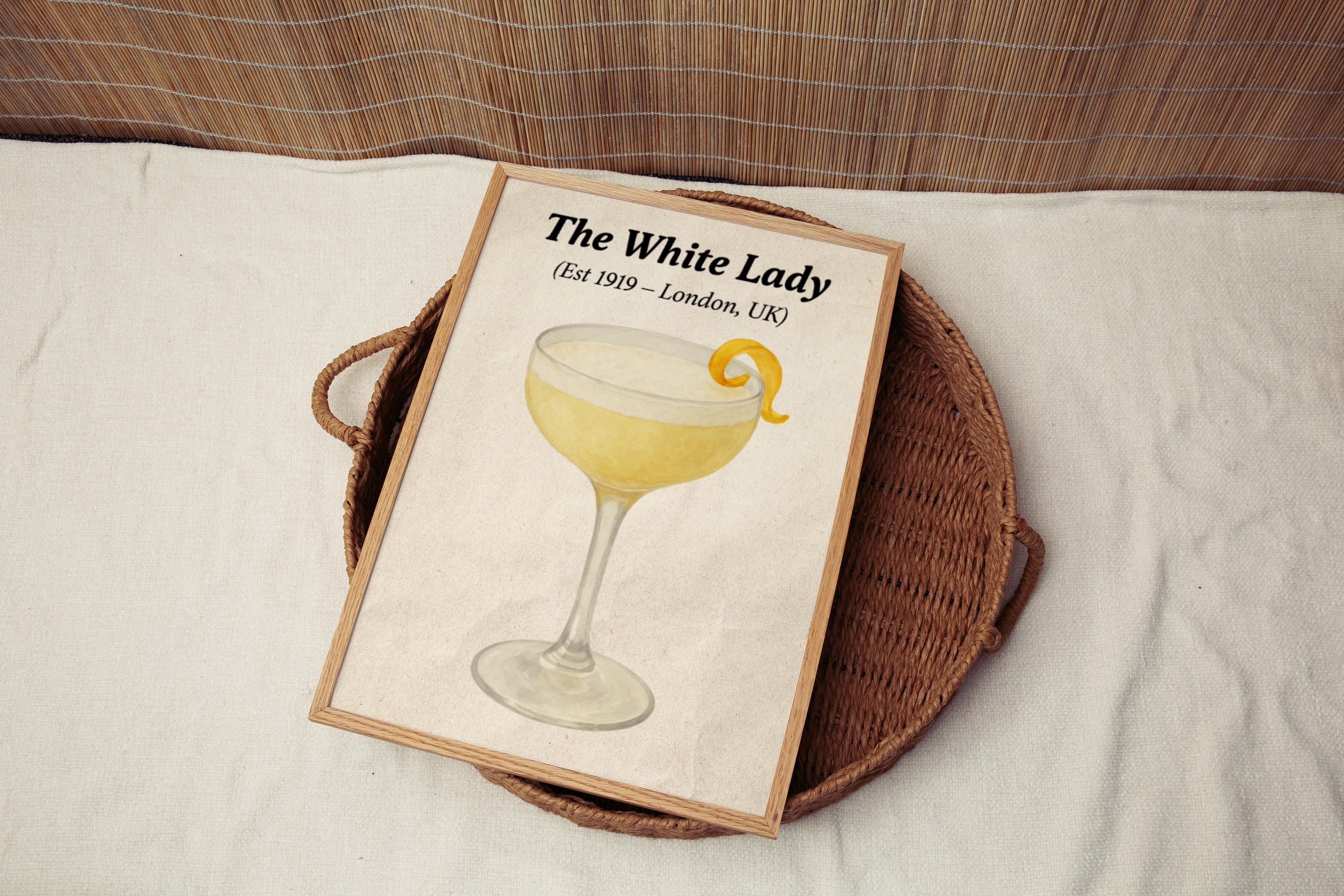 White Lady Cocktail Vintage Wall Art