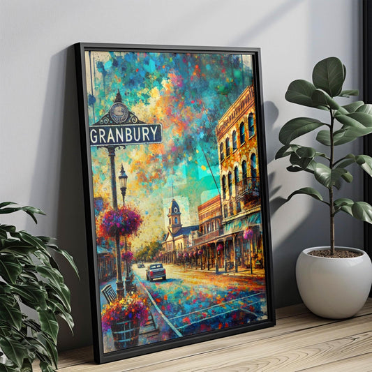 Texas Granbury Wall Art Print - Travel Poster & American Decor, Housewarming Gift, Texas Art Home Decor, Unique Texas Gift Idea