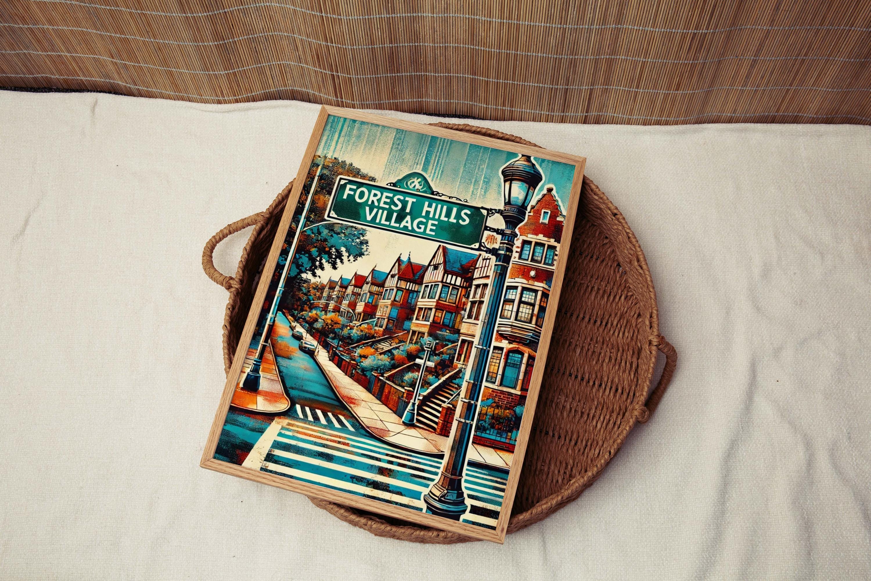 Forest Hills Village Wall Art Print - Queens Travel Poster, New York City Gift, Housewarming Decor