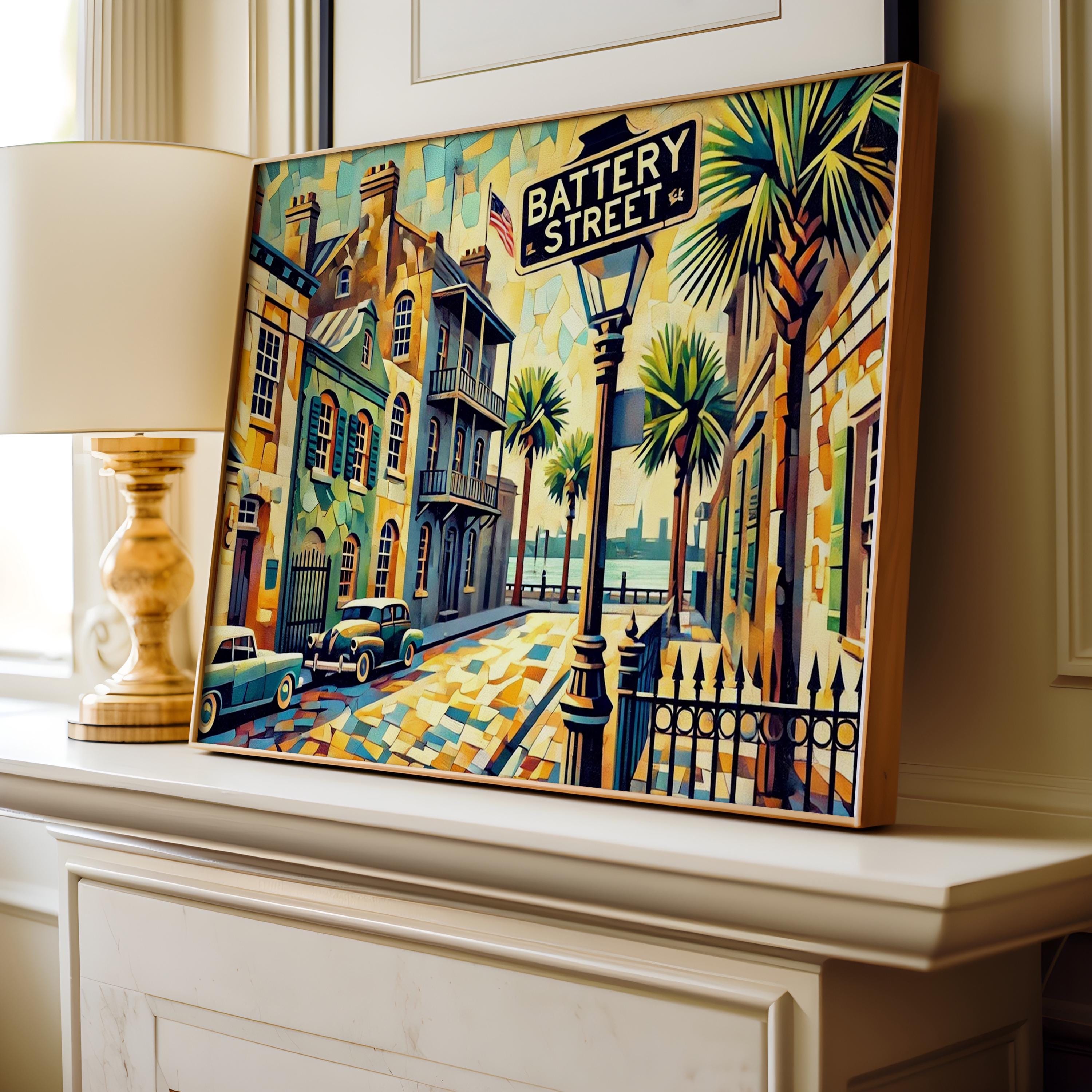 Battery St Wall Art Modern - Charleston, South Carolina, USA