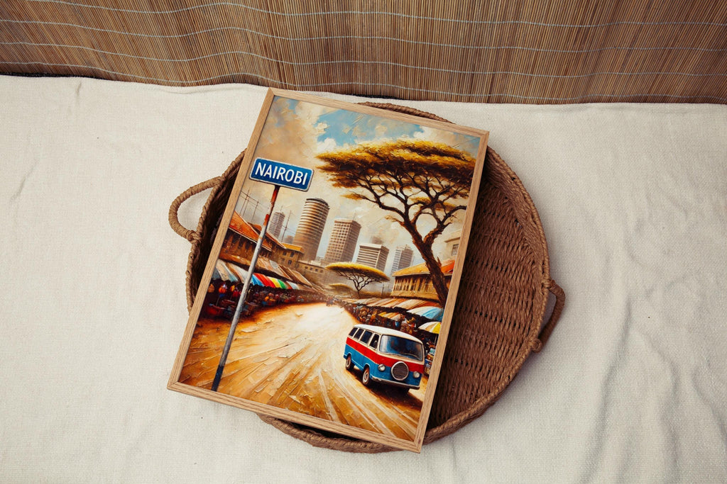 African Nairobi Wall Art Print - Kenya Travel Poster, African Decor, Unique Kenya Art for Home & Office Gift