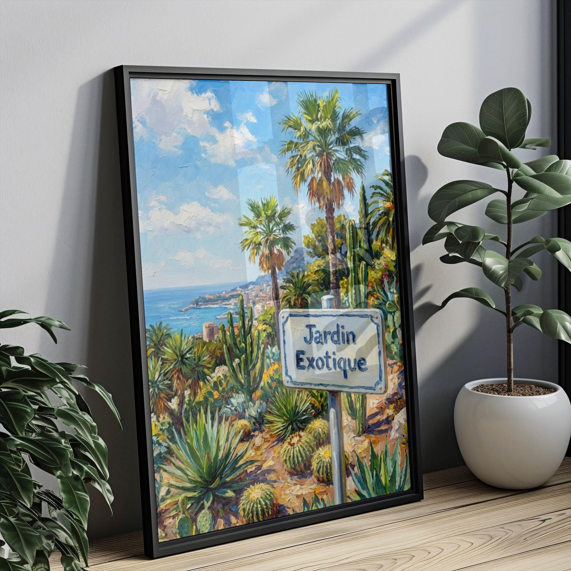 Jardin Exotique Wall Art Print: Monaco Botanical Garden Travel Poster
