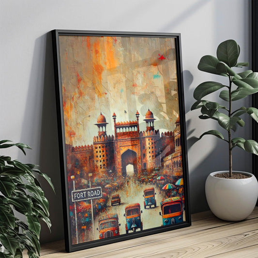Fort Road Wall Art, Lahore Print, Pakistan Souvenir, City Travel Poster, Lahore Street Scene, Cultural Heritage Decor, Personalized Gift