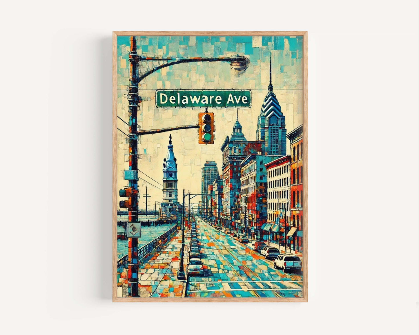 Delaware Ave Print Philadelphia Wall Art, Travel Poster Gift, Housewarming Decor, Pennsylvania Cityscape, Philly Souvenir, Modern Home Art