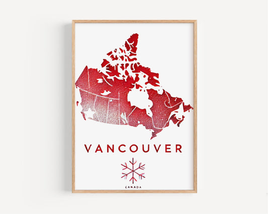 Canada Vancouver Wall Art Print - Modern Cityscape Poster for Travel, Home Decor, Housewarming & College Gift