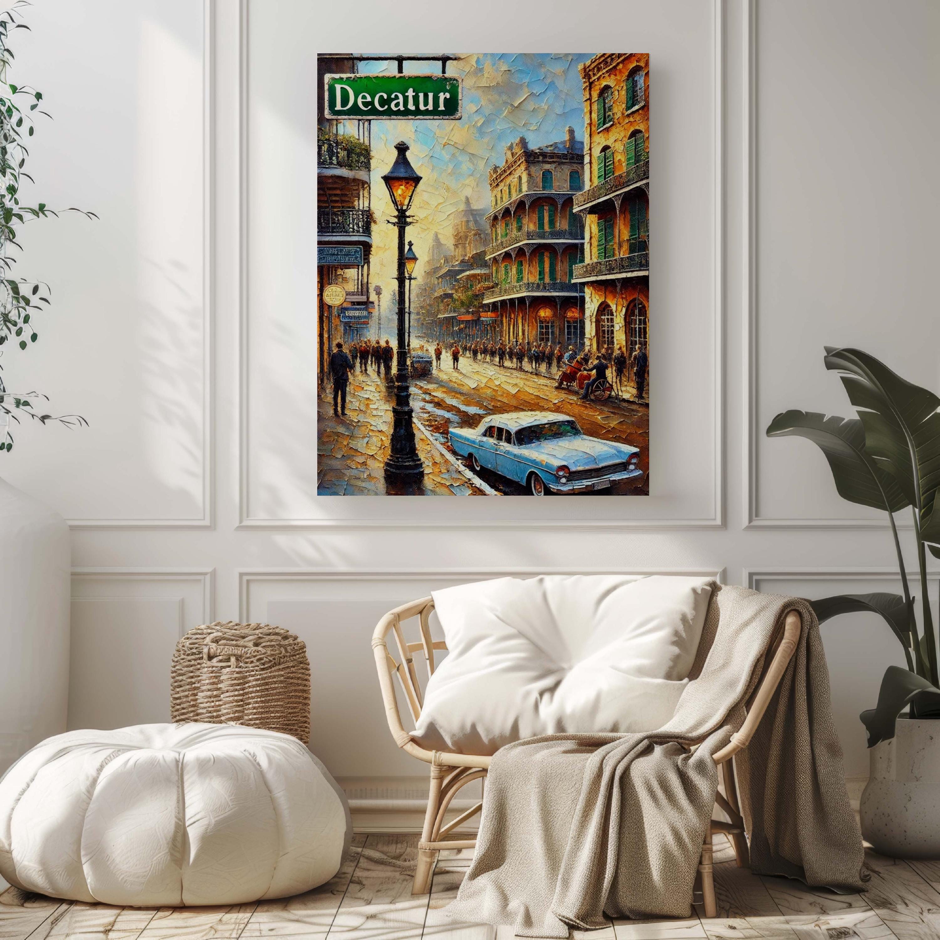 Decatur Street Print Vintage - New Orleans, Louisiana, USA