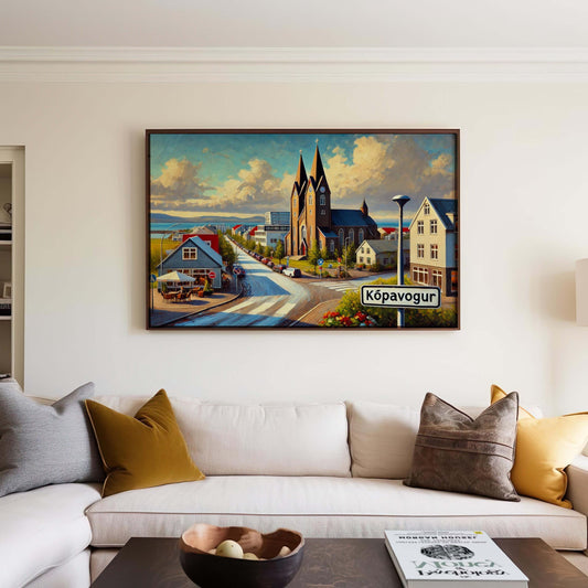 Kopavogur Art Iceland Wall Print - Travel Poster & City Gift, European Home Decor, Housewarming Present, Scandinavian Style