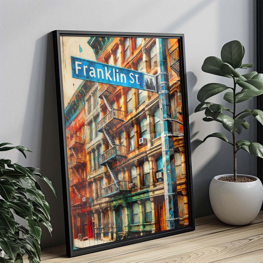 Franklin St Print Manhattan Wall Art, NYC Travel Poster, New York City Gift, Housewarming Decor, Franklin Street Map Illustration