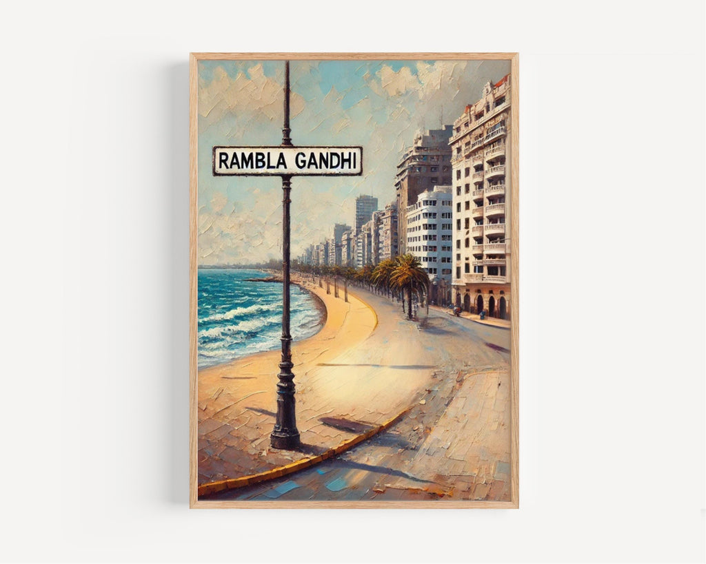 Montevideo Rambla Gandhi Wall Art Print – Uruguay Travel Poster, Housewarming Gift, Montevideo Home Decor, South America Artwork