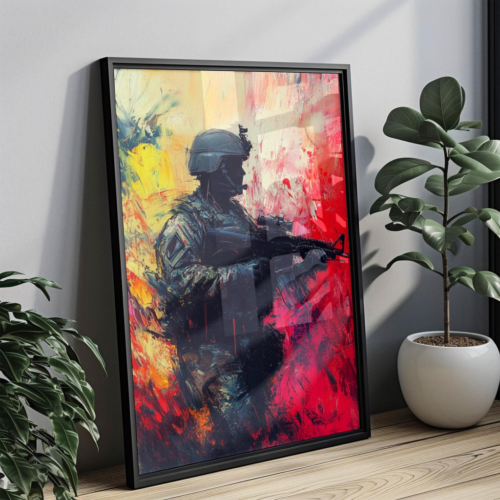 Army Paint Abstract Canvas Vintage - USA