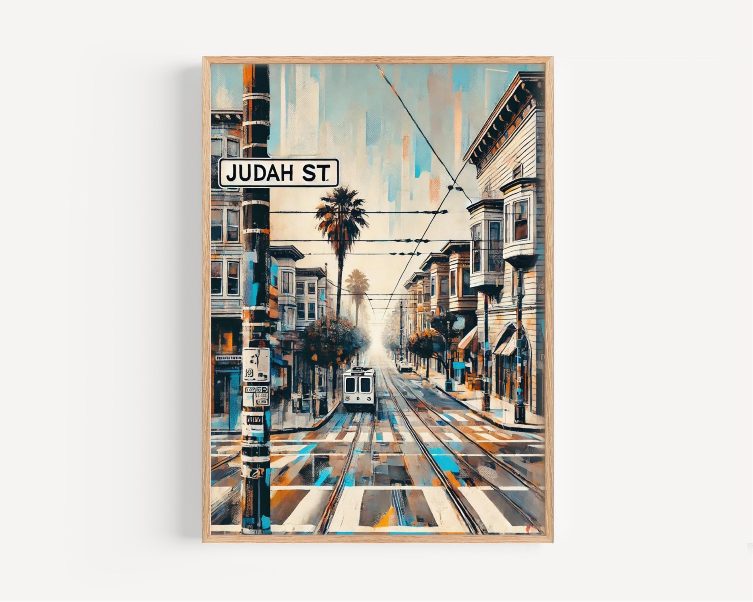San Francisco Judah St Wall Art - Modern Travel Poster, California Street Print, Unique City Artwork, Housewarming Gift, San Fran Decor