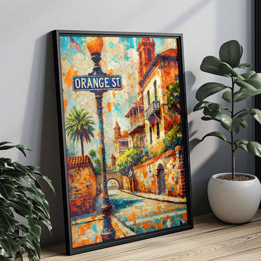 Orange St Print - St Augustine Wall Art, Florida Travel Poster, Orange Street Decor, Housewarming Gift, FL Art, Coastal Home Print