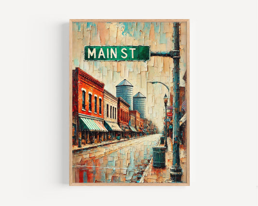 Main Street Wall Art Wichita Print | City Travel Souvenir | Kansas Painting | Downtown Street Sign Art | Home Decor Gift | Unframed/Framed