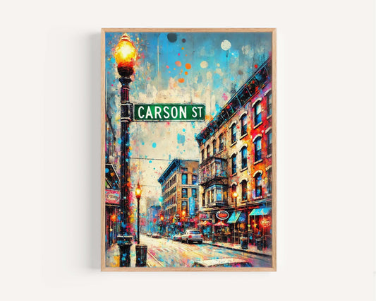 Carson St Print Pittsburgh Wall Art, Travel Poster & Housewarming Gift, Pennsylvania Cityscape Decor