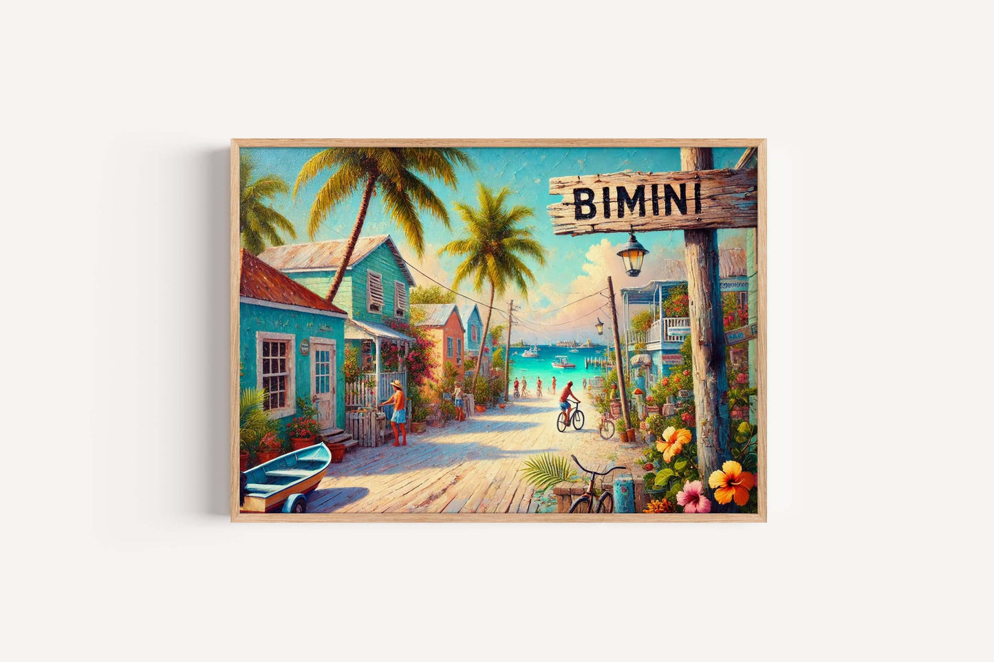 Bimini Island Print: Caribbean Beach Scene, Bahamas Travel Poster