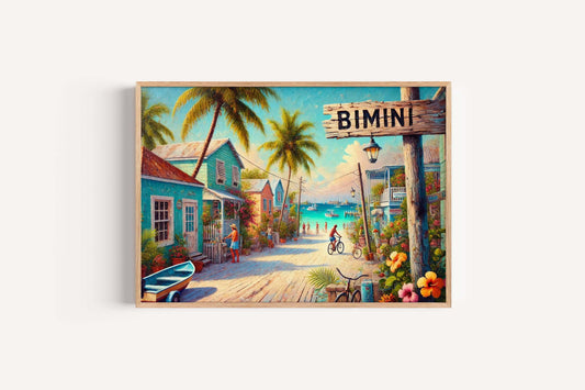 Bimini Island Print: Caribbean Beach Scene, Bahamas Travel Poster