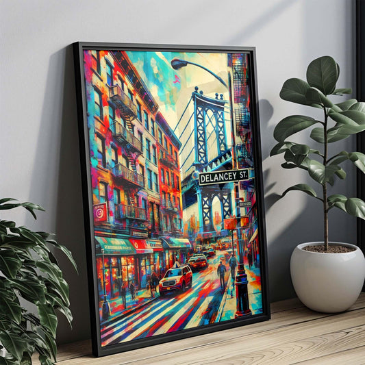 Delancey Street Art Wall Print, Manhattan Travel Poster, NYC Urban Decor, New York City Gift, Housewarming Present, Delancey St NYC Map Art