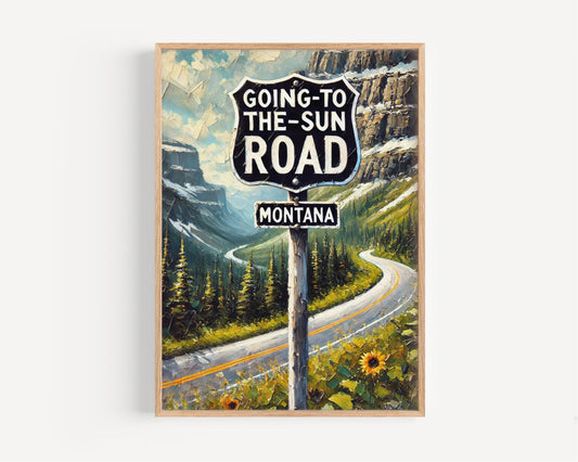 Going to the Sun Road Wall Art, Glacier National Park Print, Montana Art, “City” Gift, Travel Souvenir, Travel Poster,  “State” Art
