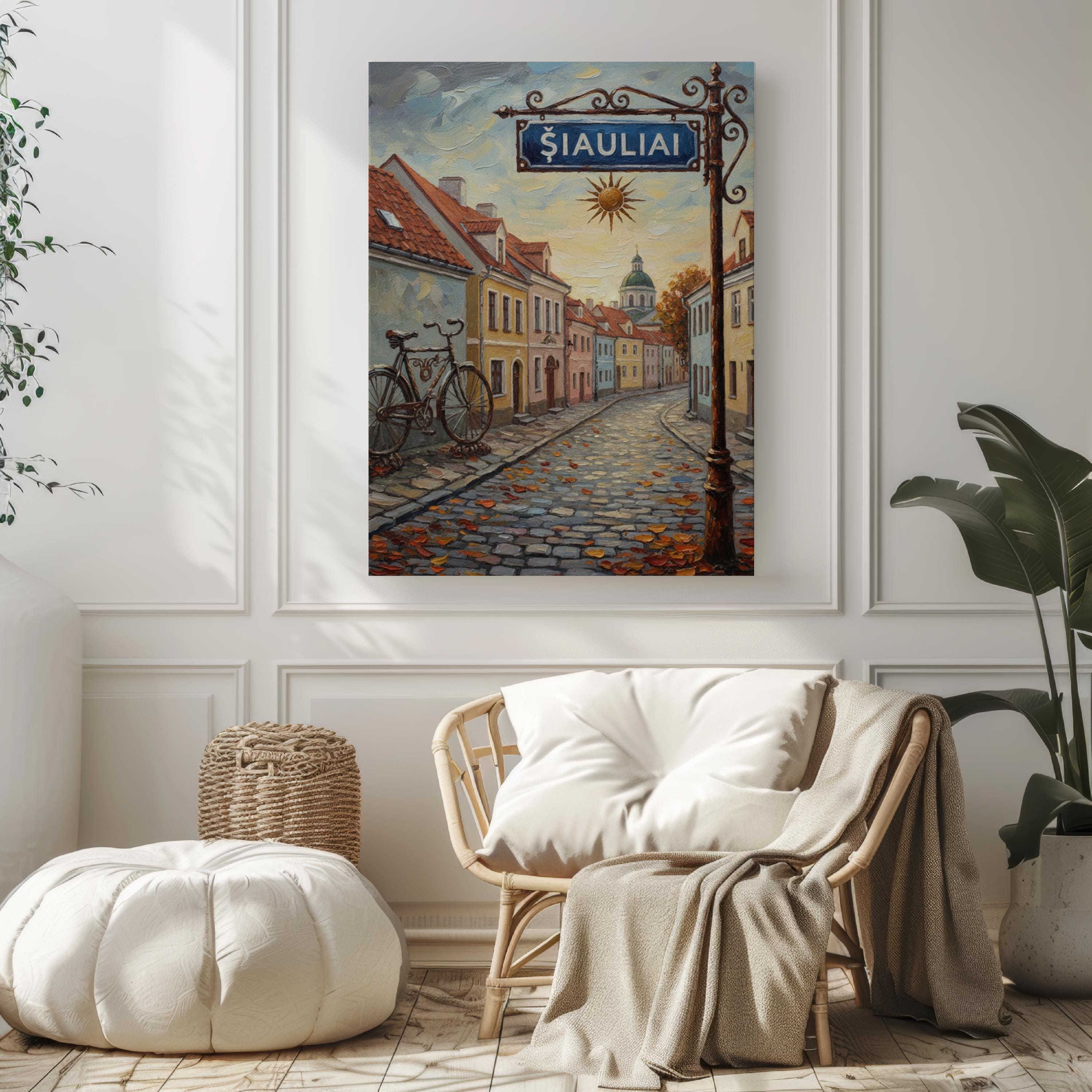 Siauliai Street Sign Art Print: Lithuania Travel Poster Wall Decor