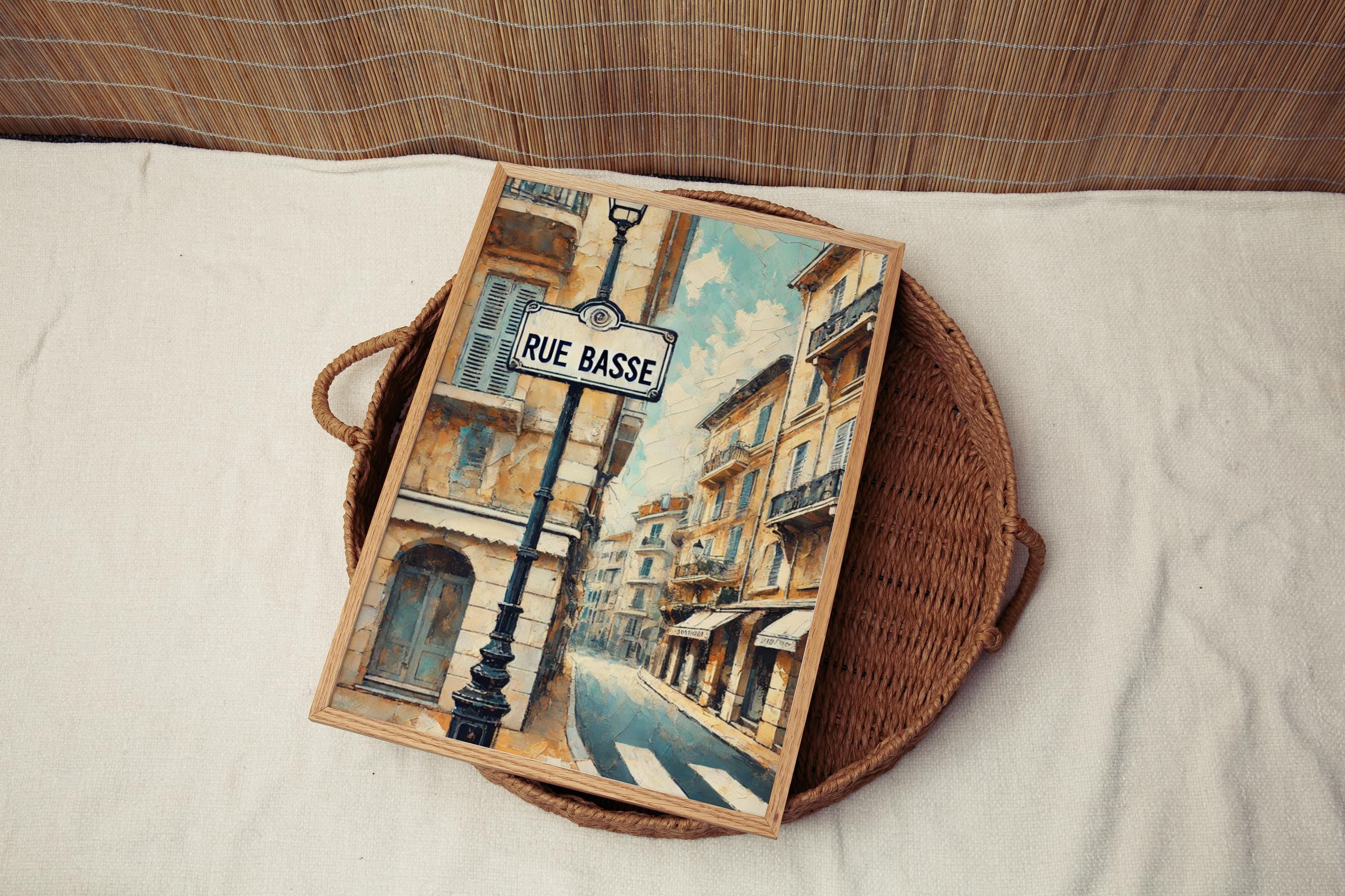 Rue Basse Wall Art, Monaco Print, Cityscape Travel Poster, French Riviera Home Decor, Mediterranean Street Scene, Personalized Gift