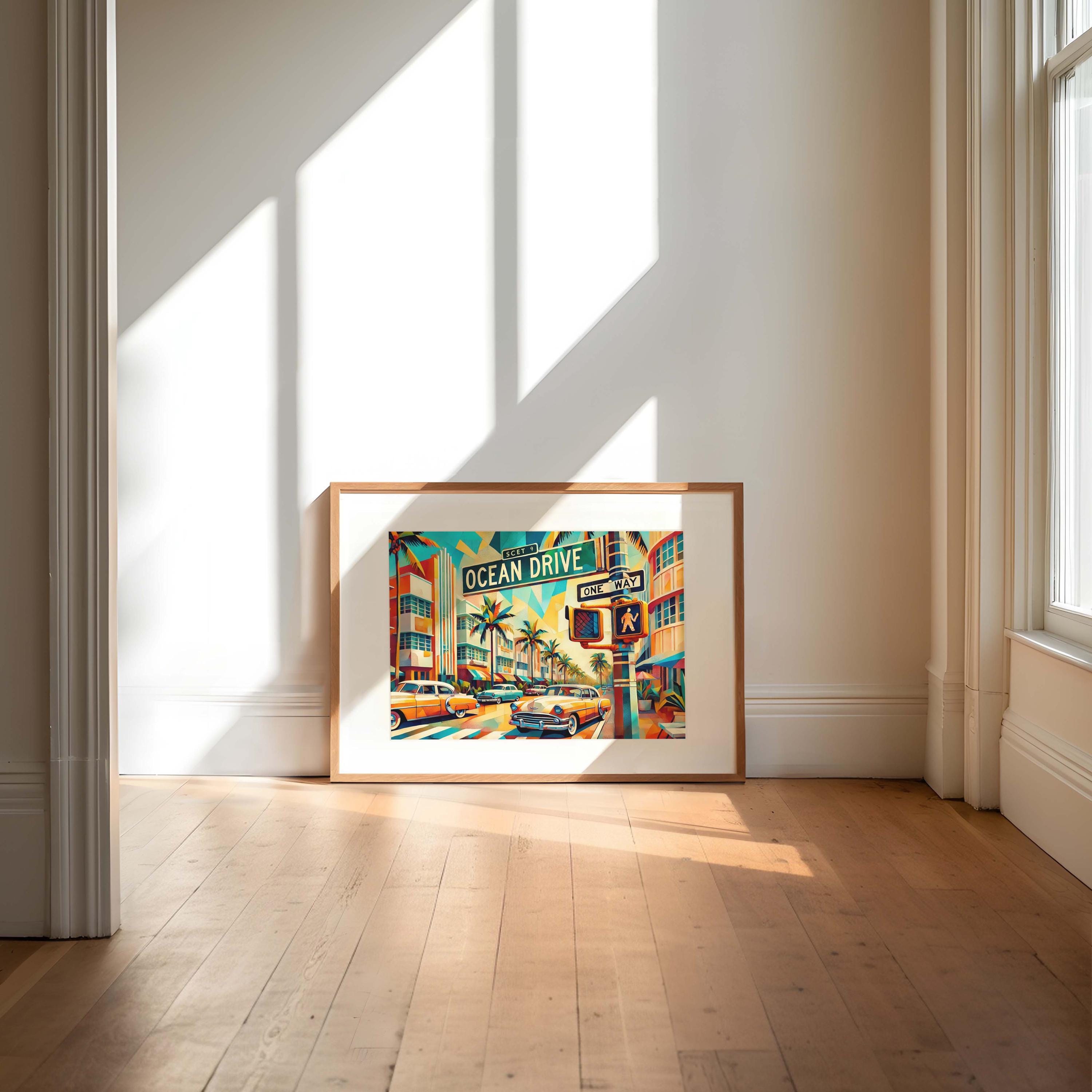 Ocean Drive Poster Cubist - Miami, Florida, USA