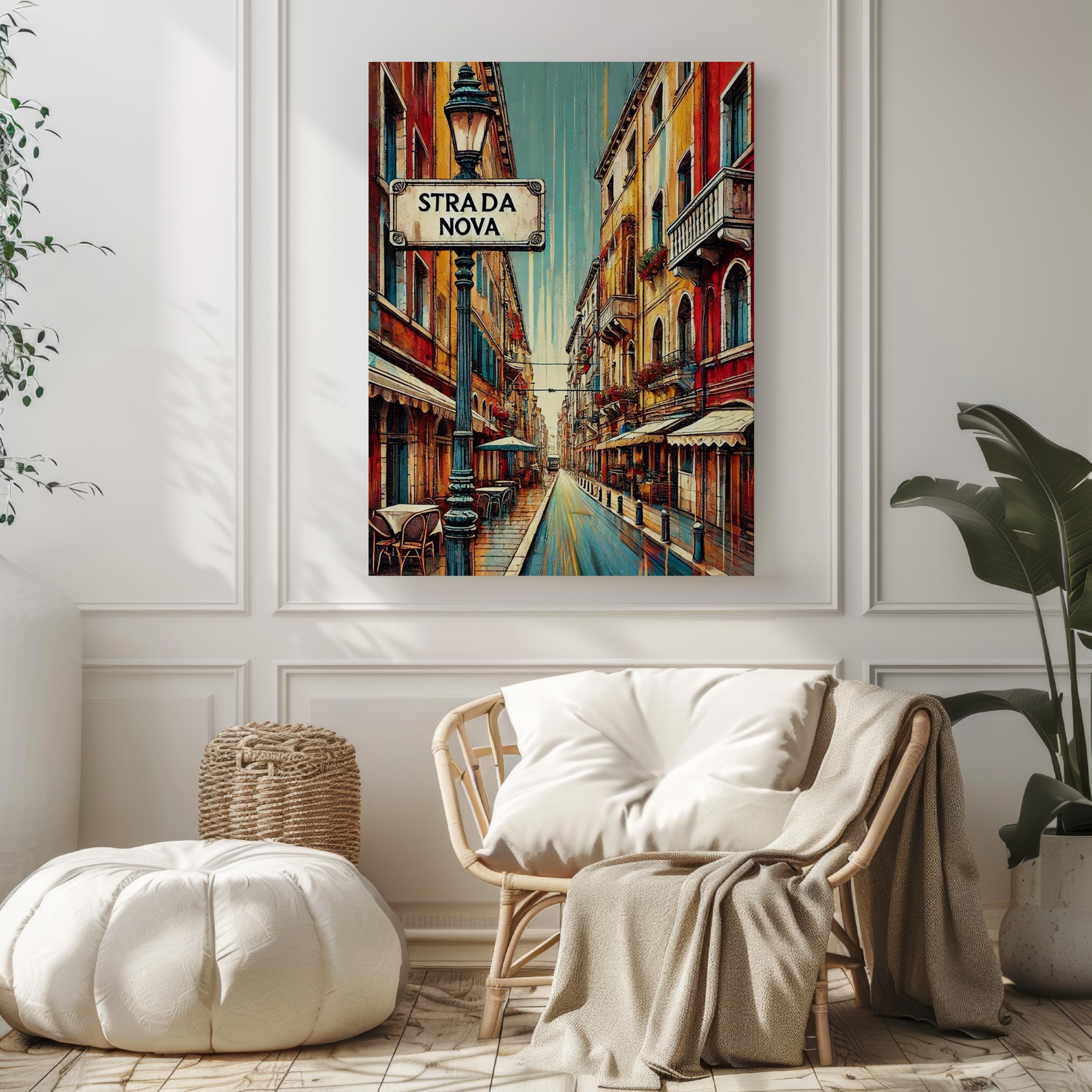 Italy Strada Nova Wall Art Print - Venice Travel Poster, Italian Artwork, Housewarming & Italy Gift, Vintage Style Home Decor