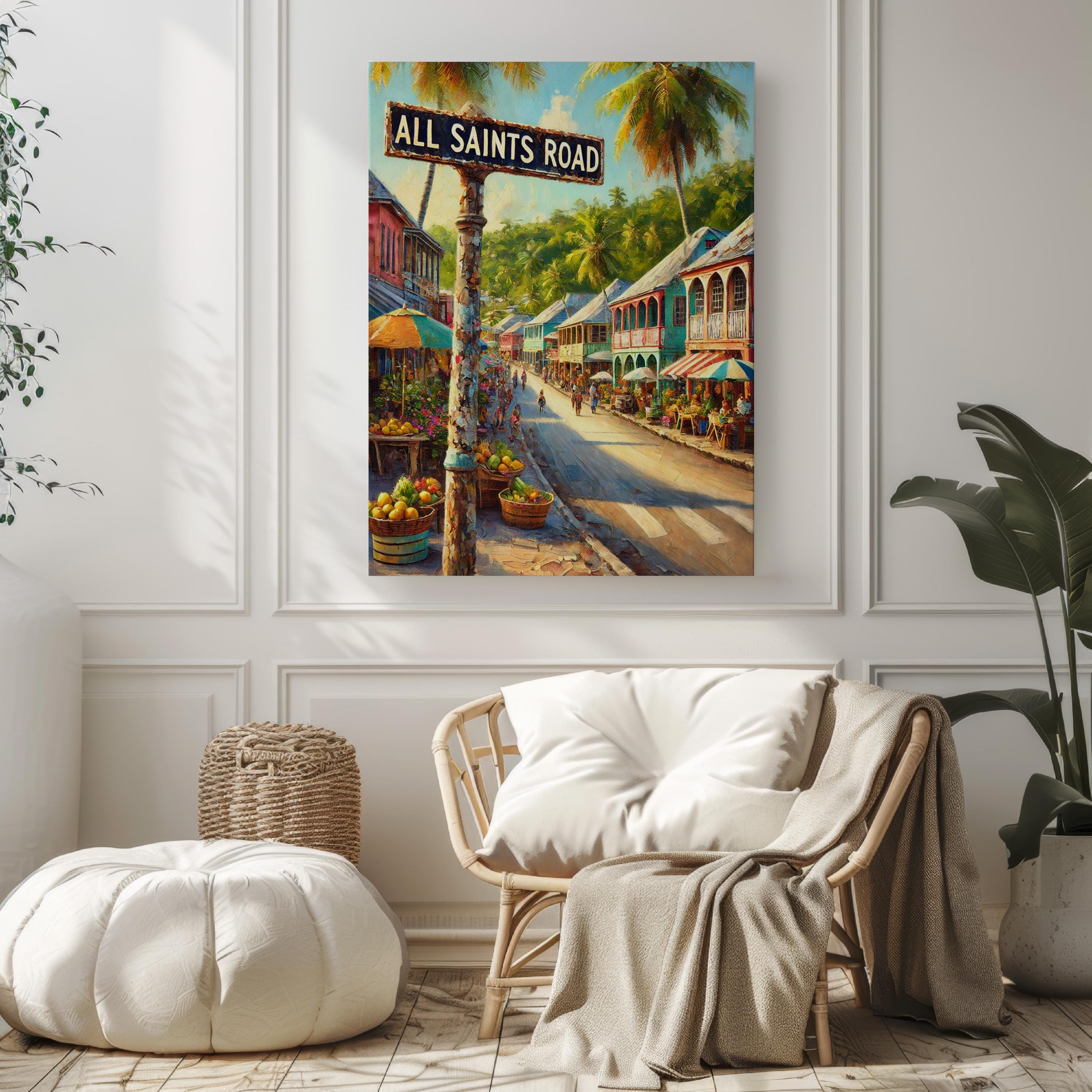 All Saints Road Wall Art | St. John’s Antigua and Barbuda Print | Caribbean Street Scene Decor | Travel Souvenir | Island Gift