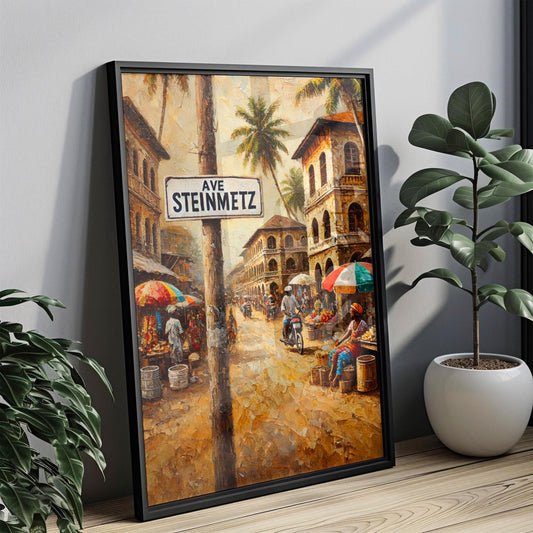 Avenue Steinmetz Wall Art, Cotonou Print, Benin Art, Cityscape Travel Poster, Vibrant Street Scene, Travel Souvenir, Personalized Gift