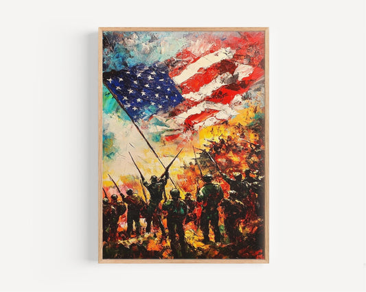 American War Art Abstract USA Wall Art Patriotic United States Independence Poster Home Decor