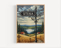 Utena Street Sign Art Print: Lithuania Lake District Travel Poster