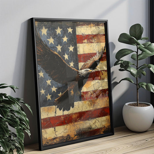 American Eagle Wall Art | Abstract USA Patriotic Poster | United States Independence Day Home Decor | Modern American Flag Artwork