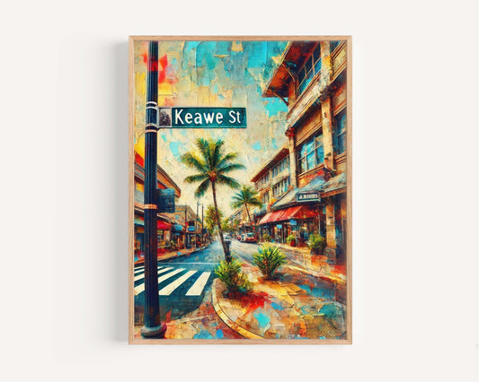 Keawe St Print - Oahu Wall Art, Honolulu Gift, Hawaii Travel Poster, Housewarming Decor, Keawe Street Artwork, Tropical Island Print