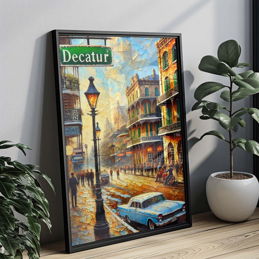 Decatur St Print New Orleans Wall Art, Travel Poster, Louisiana Gift, Housewarming Decor, Vintage Style Decatur Street Illustration