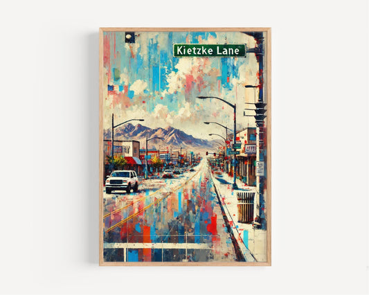 Reno Kietzke Ln Wall Art – Nevada Travel Print, Housewarming Gift, Modern Reno Poster, Unique Local Artwork