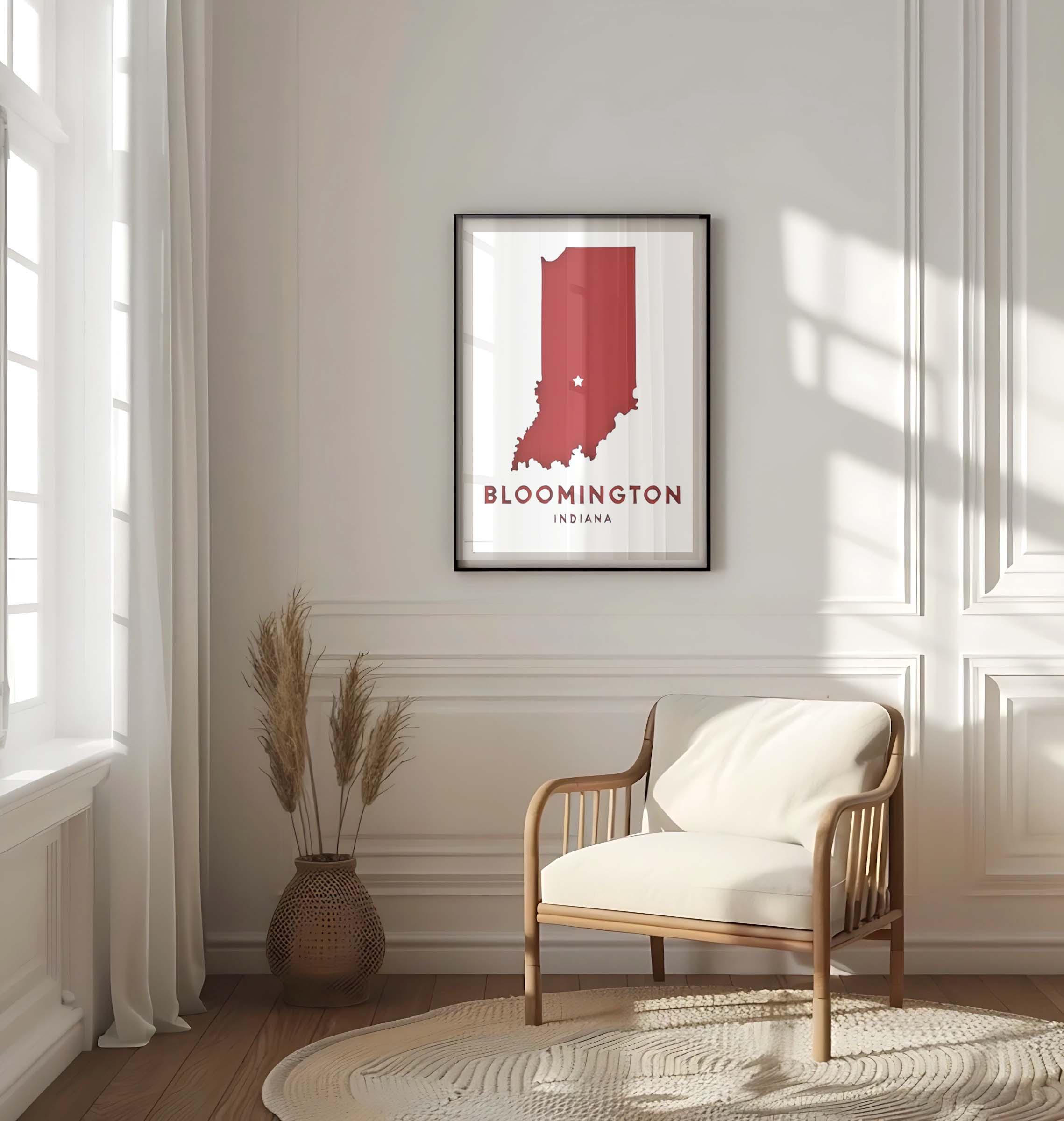 Bloomington Print Indiana Wall Art - Travel Decor, College Gift & Housewarming Home Accent