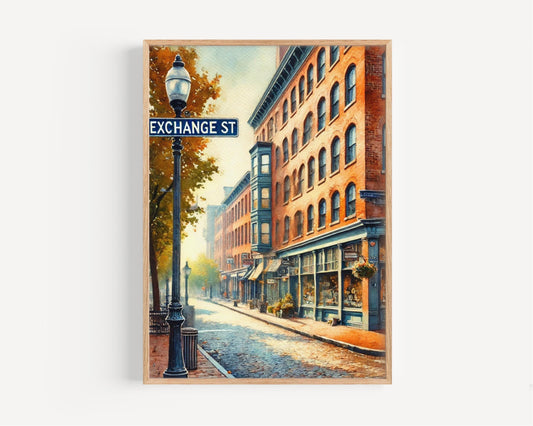 Portland Maine Print | Exchange Street Sign, Old Port Art